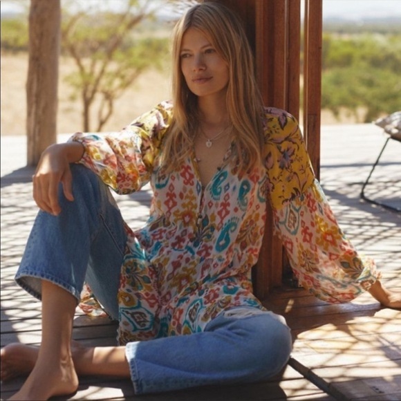 NWT Anthropologie Maureen Tiered Floral Tunic Babydoll Blouse - Picture 4 of 8
